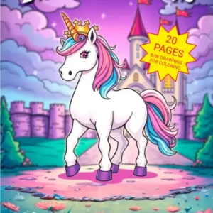 Digital Children Coloring Book Discover Unicorns