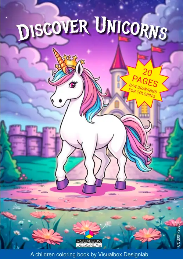 Digital Children Coloring Book Discover Unicorns